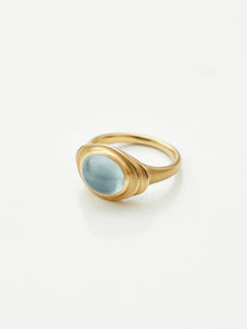 Aquamarine Màre Ring in 18k Royal Gold, Size 7