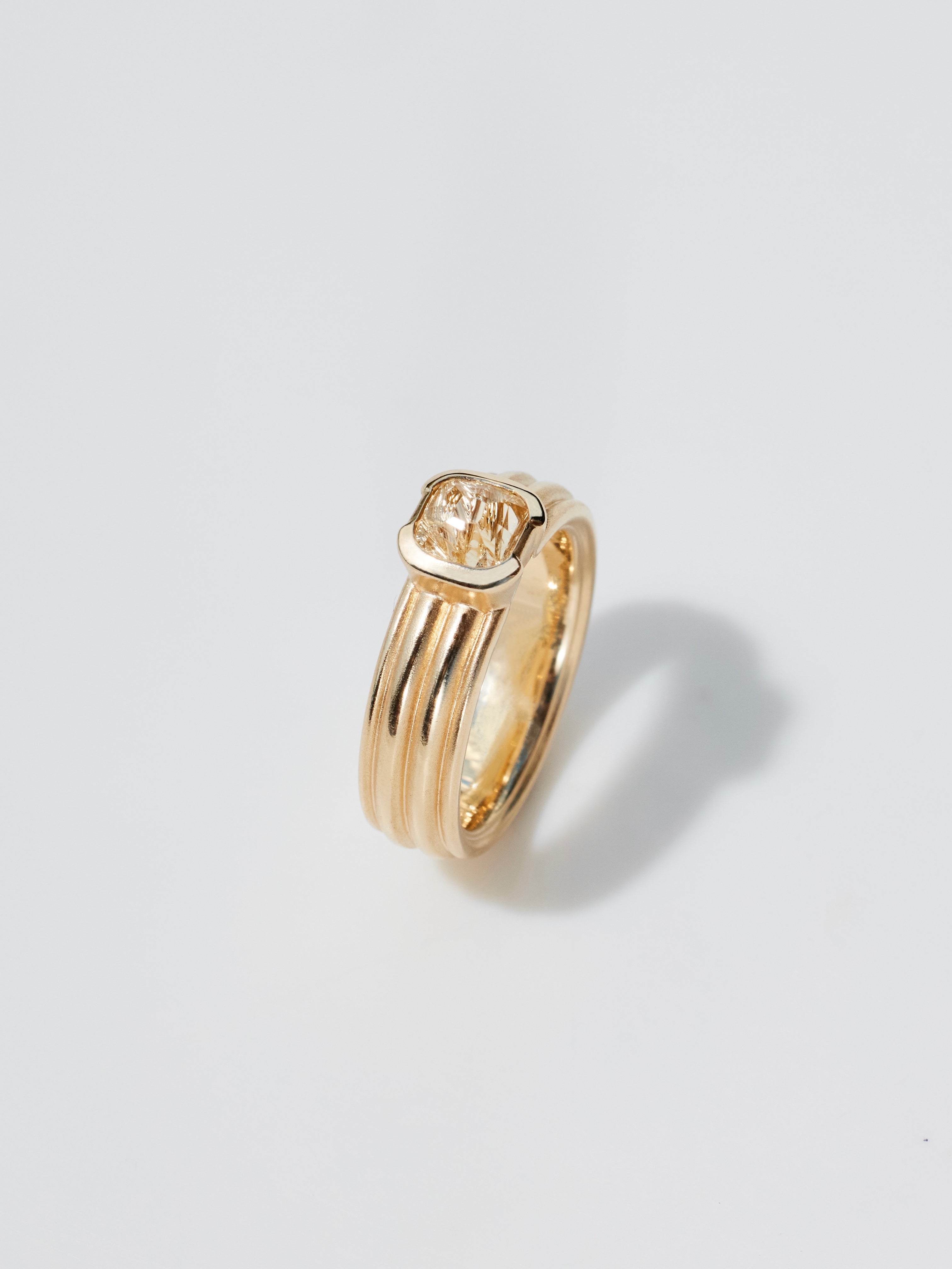 Linea Ring in 14k Blonde with 1.46ct Pale Yellow Montana Sapphire~ Size 6