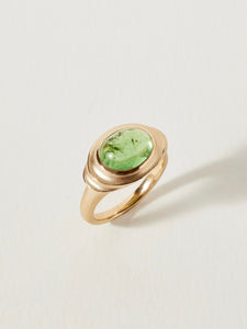 Màre Ring with Green Maine Tourmaline in 10k Yellow Gold, Size 6