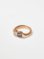 Load image into Gallery viewer, Swept Toi et Moi with Antique Grey Diamond and Sapphire in 20k Apricot, Size 5.75
