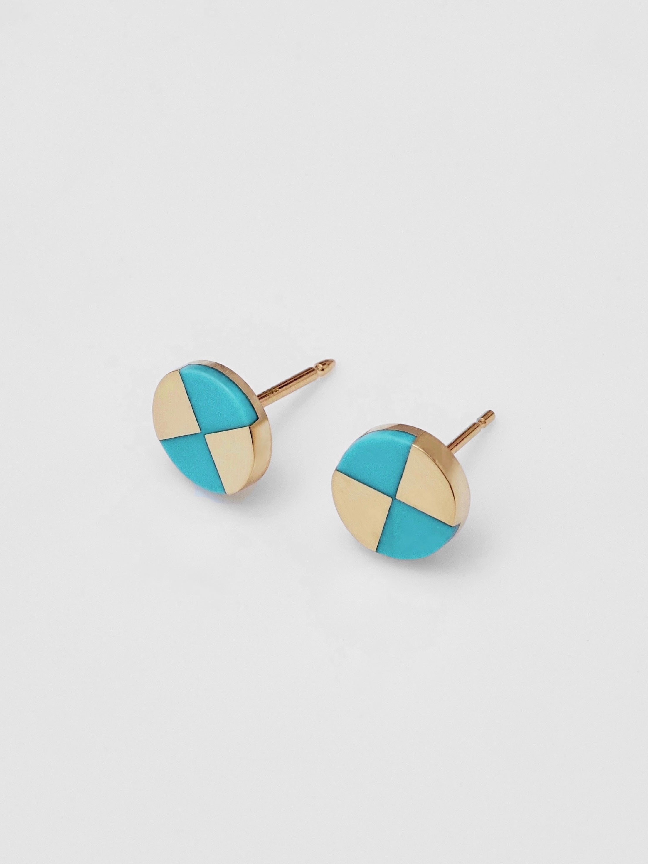 Ray Studs in 10k Yellow with Kingman Turquoise
