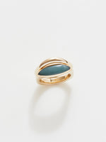 Load image into Gallery viewer, Narrow Pilar Ring in 10k Yellow with Guatemalan Green Jade, Size 6 3/4
