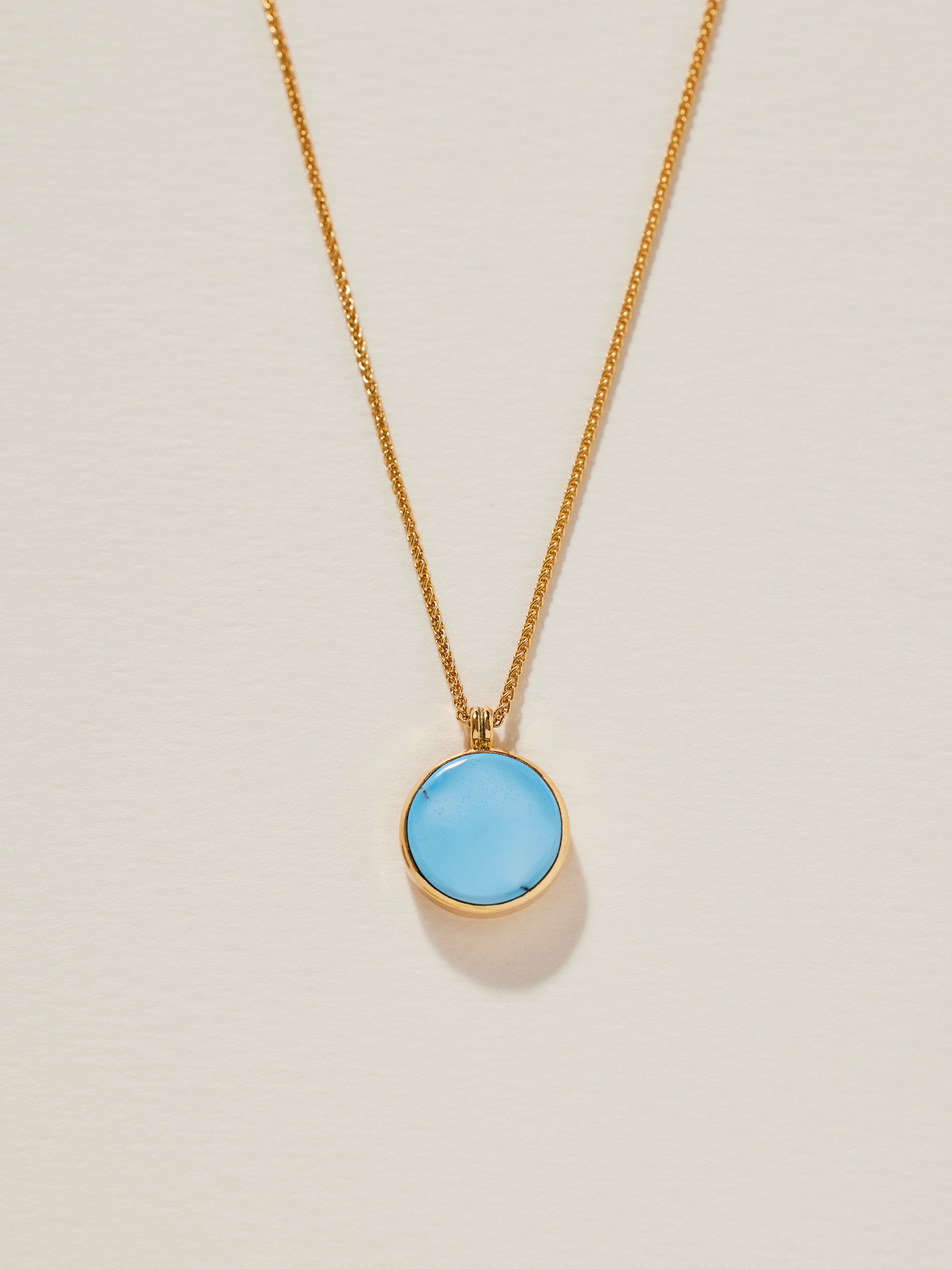Mini Stone Signet Necklace with Golden Hill Turquoise in 18k