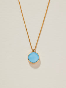 Mini Stone Signet Necklace with Golden Hill Turquoise in 18k