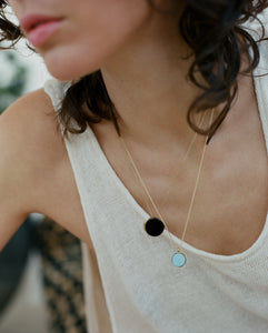 Mini Stone Signet Necklace with Golden Hill Turquoise in 18k