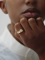 Load image into Gallery viewer, Tulip Solitaire with 1.53ct Diamond in 14k Blonde, Size 6.5
