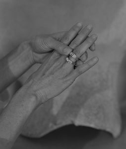 Striata Ring with .74ct Moval Diamond in 18k Royal, Size 5.5
