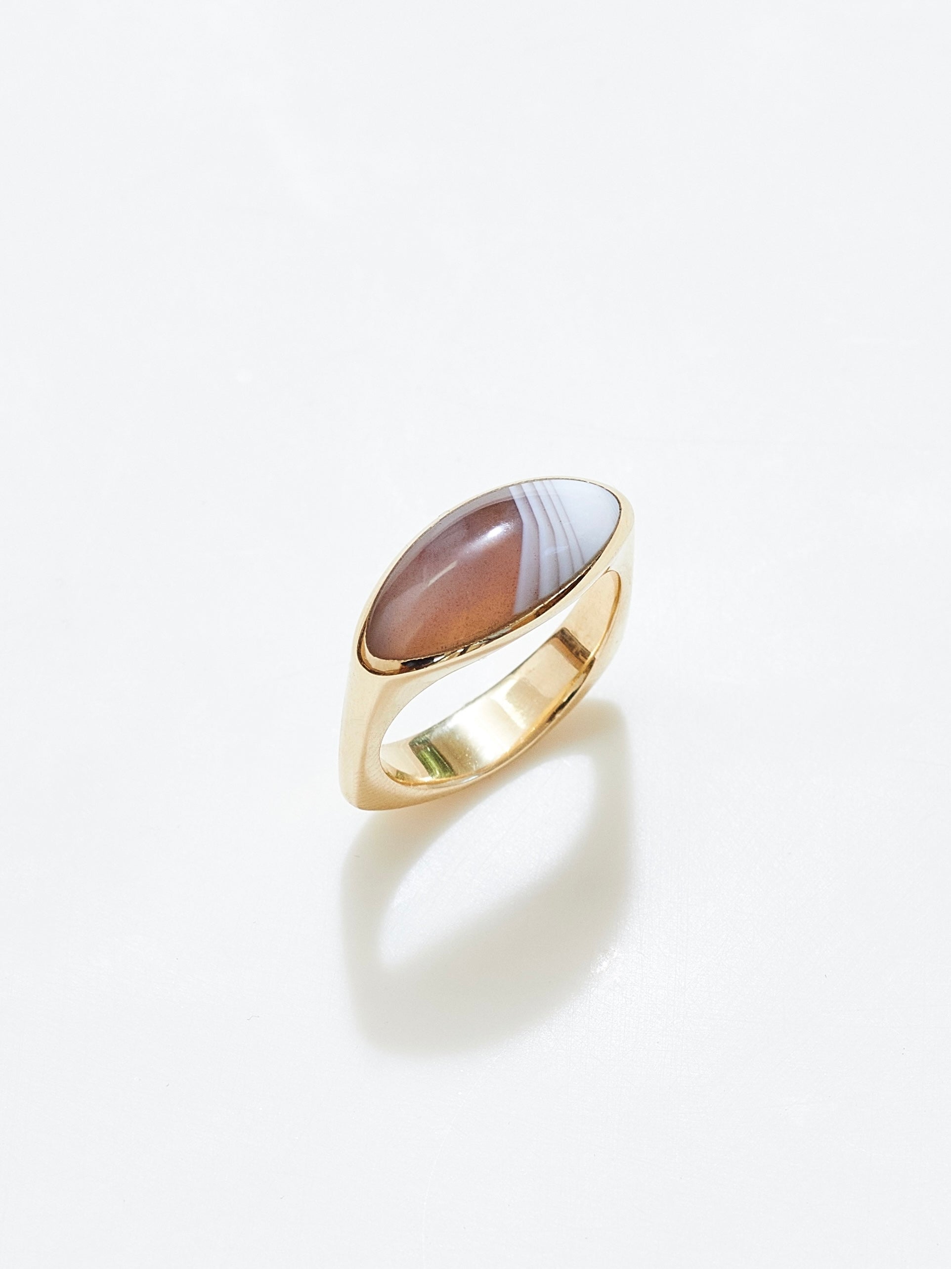 Pilar Ring in 10k Yellow and Botswana Agate, Size 6.5