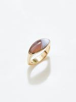 Load image into Gallery viewer, Pilar Ring in 10k Yellow and Botswana Agate, Size 6.5
