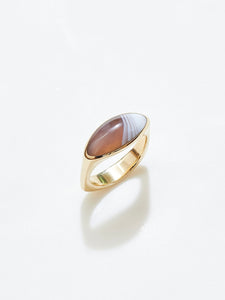Pilar Ring in 10k Yellow and Botswana Agate, Size 6.5