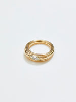 Load image into Gallery viewer, Striata Ring with .74ct Moval Diamond in 18k Royal, Size 5.5
