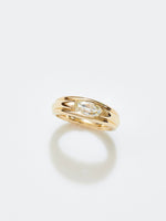 Load image into Gallery viewer, Striata Ring with .74ct Moval Diamond in 18k Royal, Size 5.5
