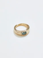 Load image into Gallery viewer, Striata Ring with 1.50ct Montana Sapphire in 14k Blonde, Size 5.5
