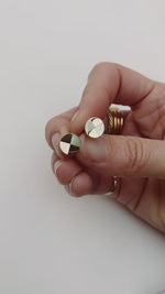 Load and play video in Gallery viewer, Ray Studs in Yellow Gold with Golden Mother of Pearl
