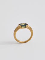 Load image into Gallery viewer, Fluted Verena with 2.19ct Parti Sapphire in 18k Royal Gold, Size 7
