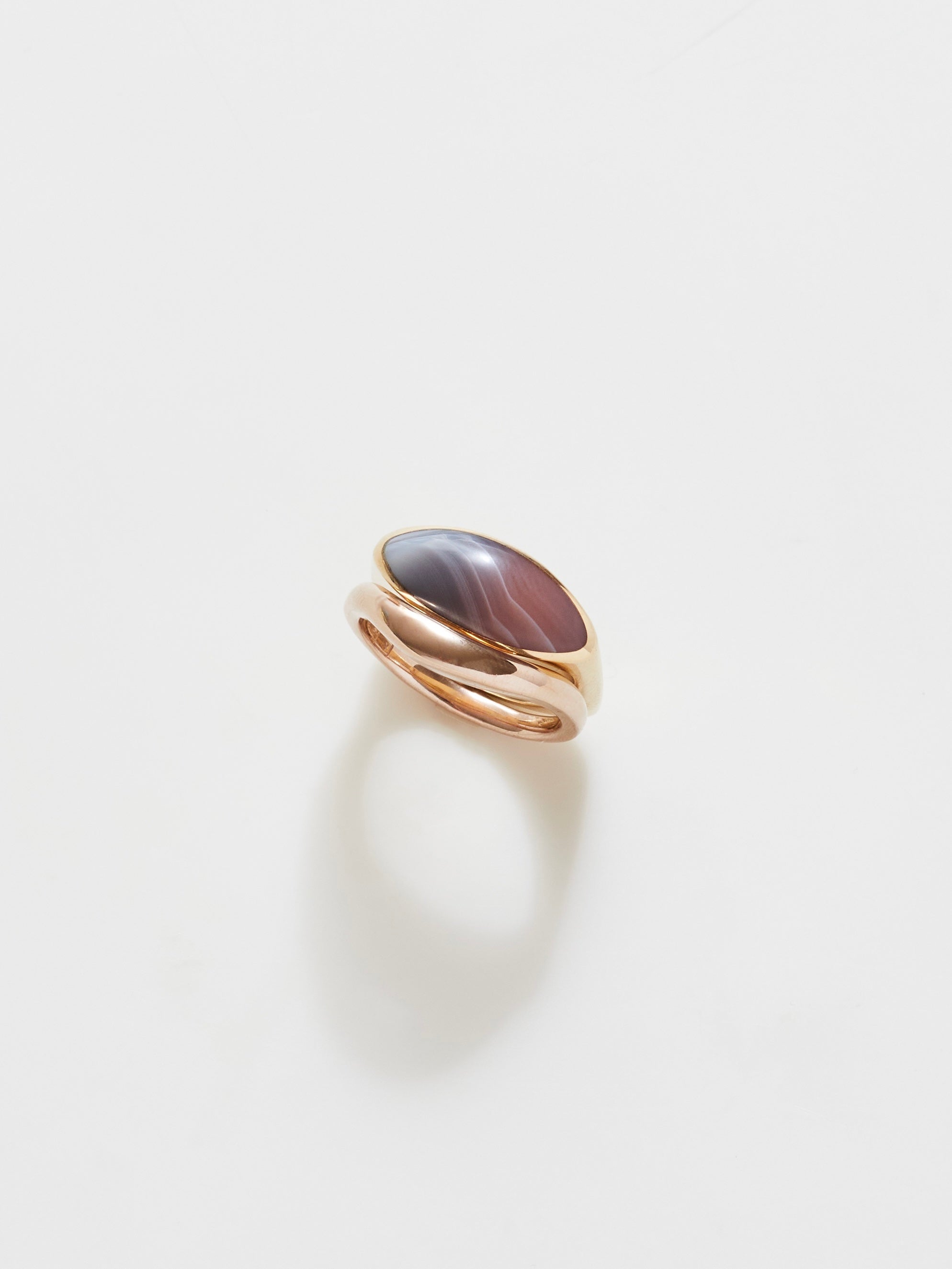 Pilar Ring in 10k Yellow and Botswana Agate, Size 6