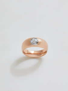 12.5k Apricot Odell with Platinum Set Antique Diamond, Size 5