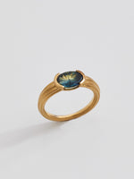 Load image into Gallery viewer, Fluted Verena with 2.19ct Parti Sapphire in 18k Royal Gold, Size 7

