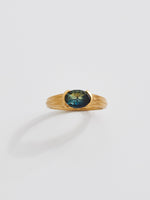 Load image into Gallery viewer, Fluted Verena with 2.19ct Parti Sapphire in 18k Royal Gold, Size 7
